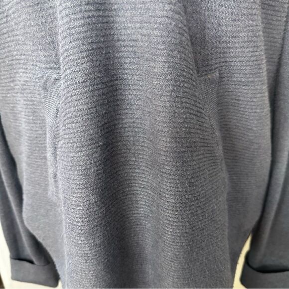 Oversized dropped sleeve rib knit pullover hooded sweater w kangaroo pocket L - Picture 5 of 6